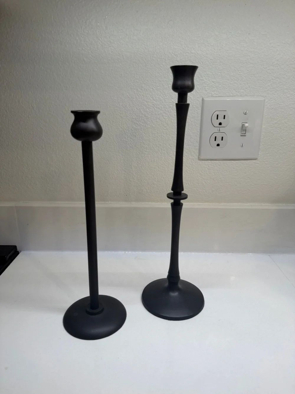 Williams Sonoma Matte Black Taper Candle Holders (Pair)